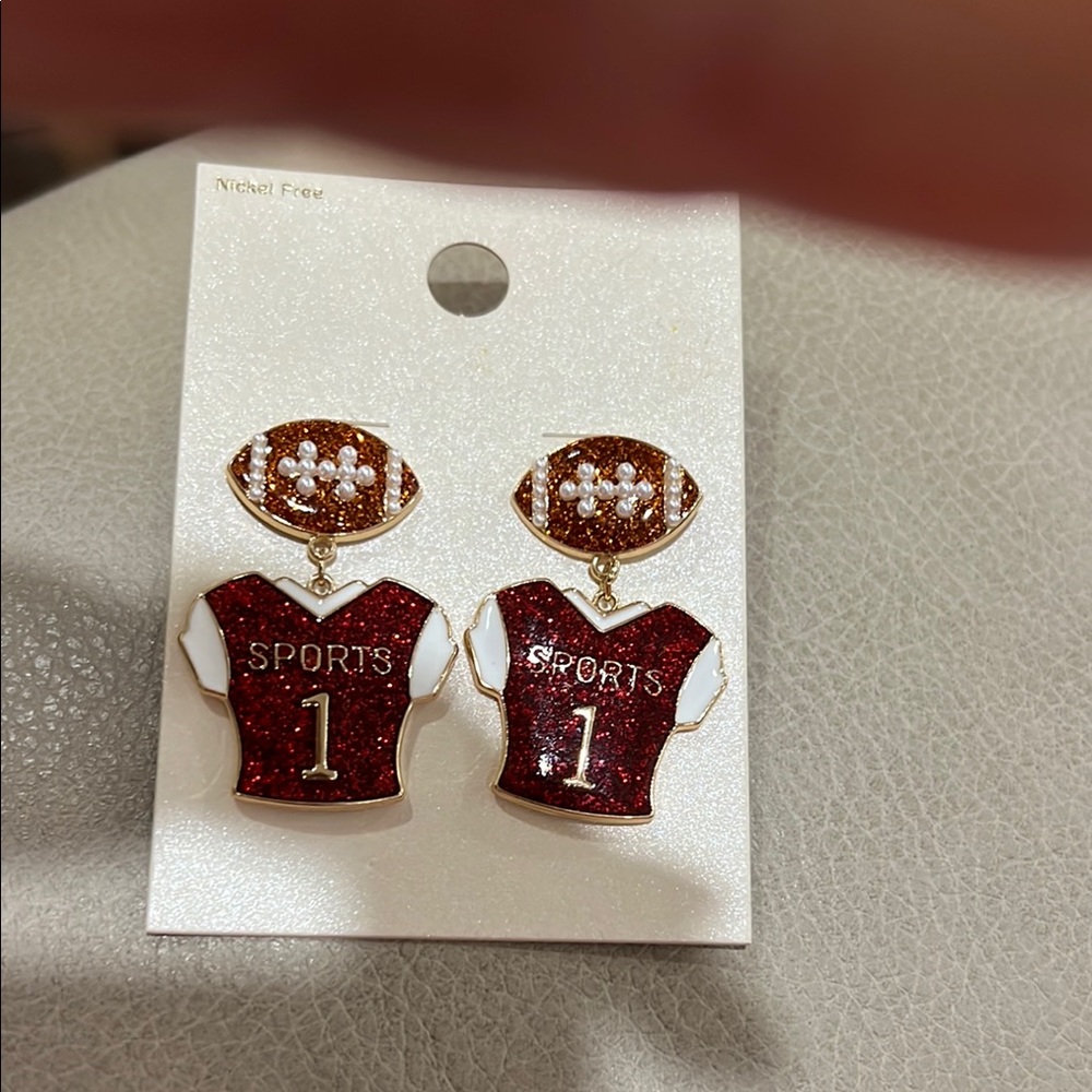 Red Glitter Sports Earrings
